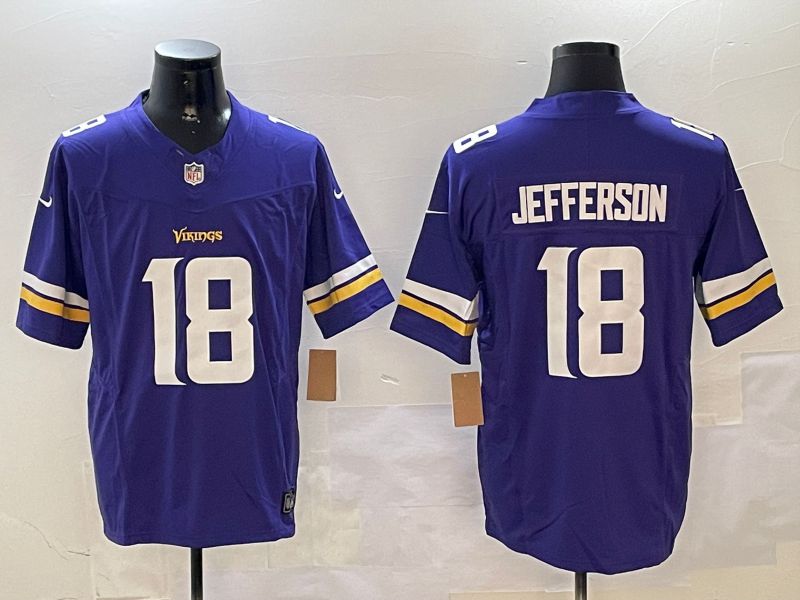 Men Minnesota Vikings #18 Jefferson Purple Throwback Three generation 2024 Nike Limited NFL Jersey style 2->detroit lions->NFL Jersey